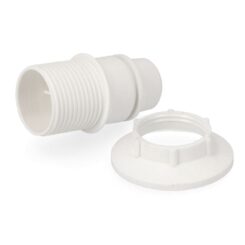 Casquilho E14 semi-rosca + anilha branco retractilado