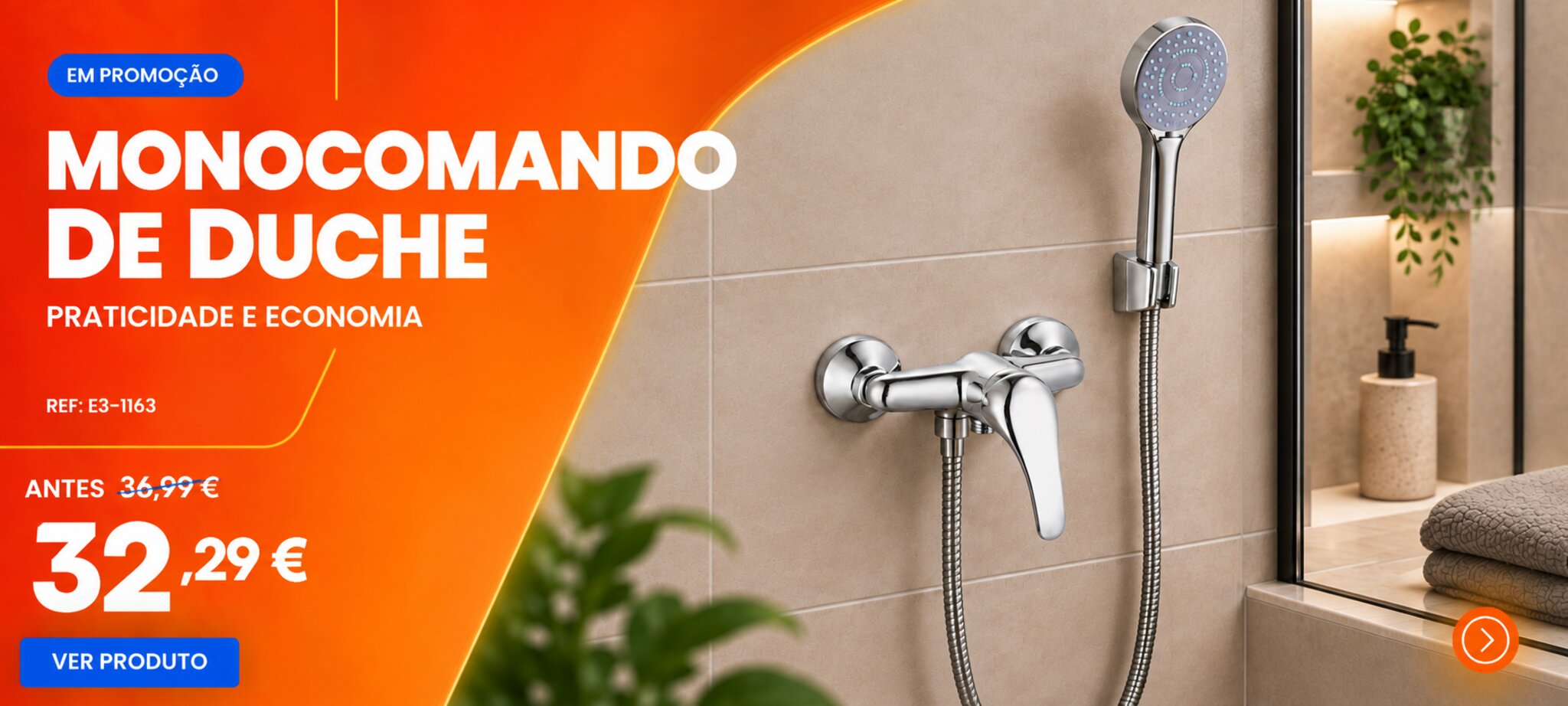 Monocomando de duche em promoção, 32,29 €