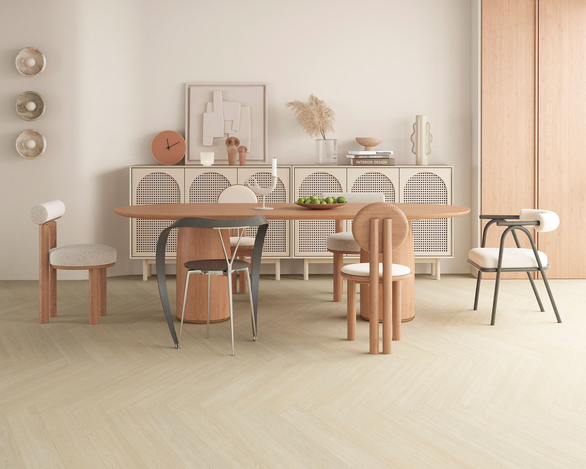 Khaki Spring Oak em espinha de peixe