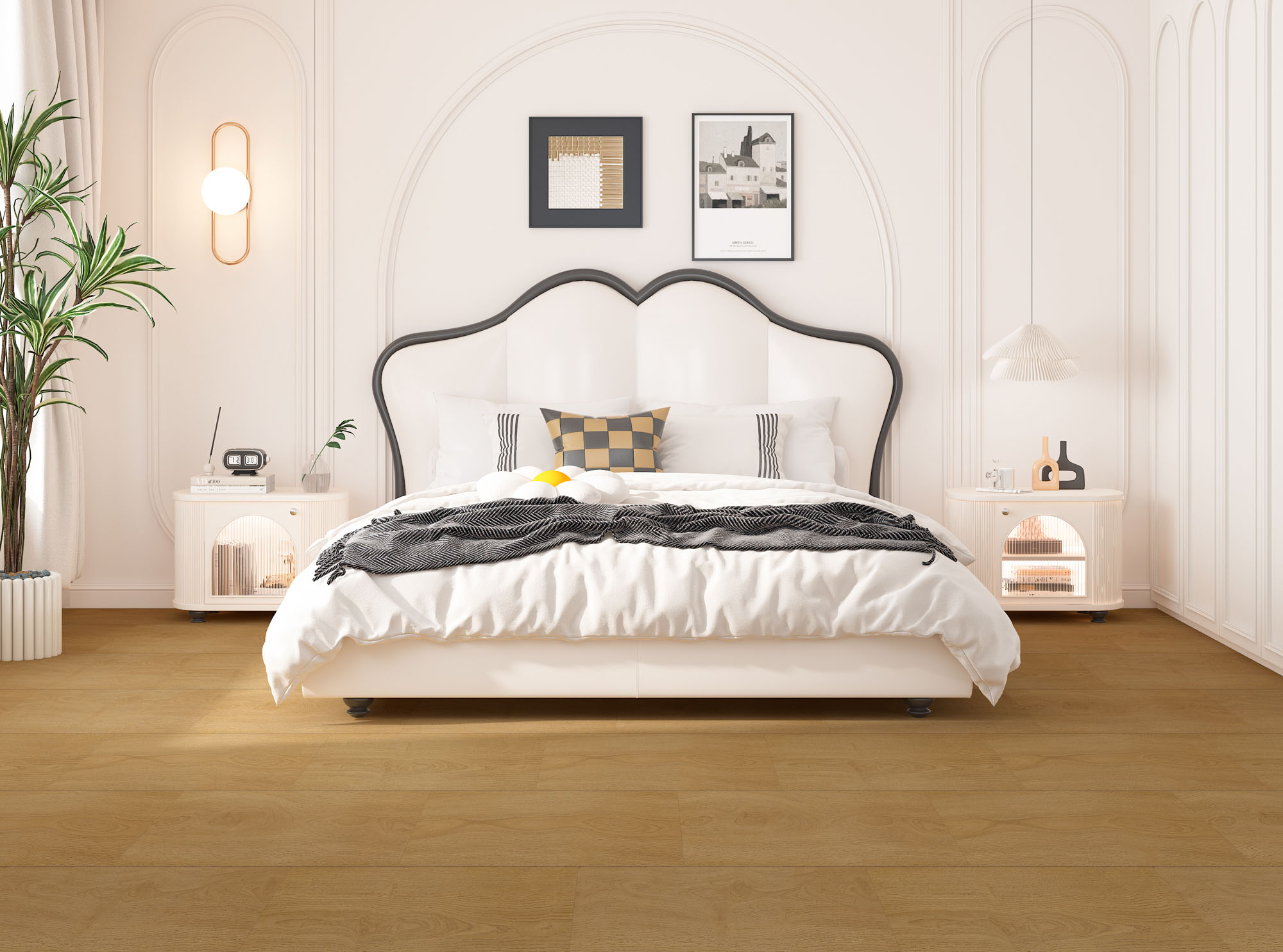 Pavimento vinílico Honey Spring Oak num quarto