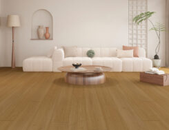 Pavimento vinílico Honey Spring Oak numa sala