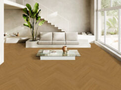 Pavimento vinílico Honey Beach Oak numa sala