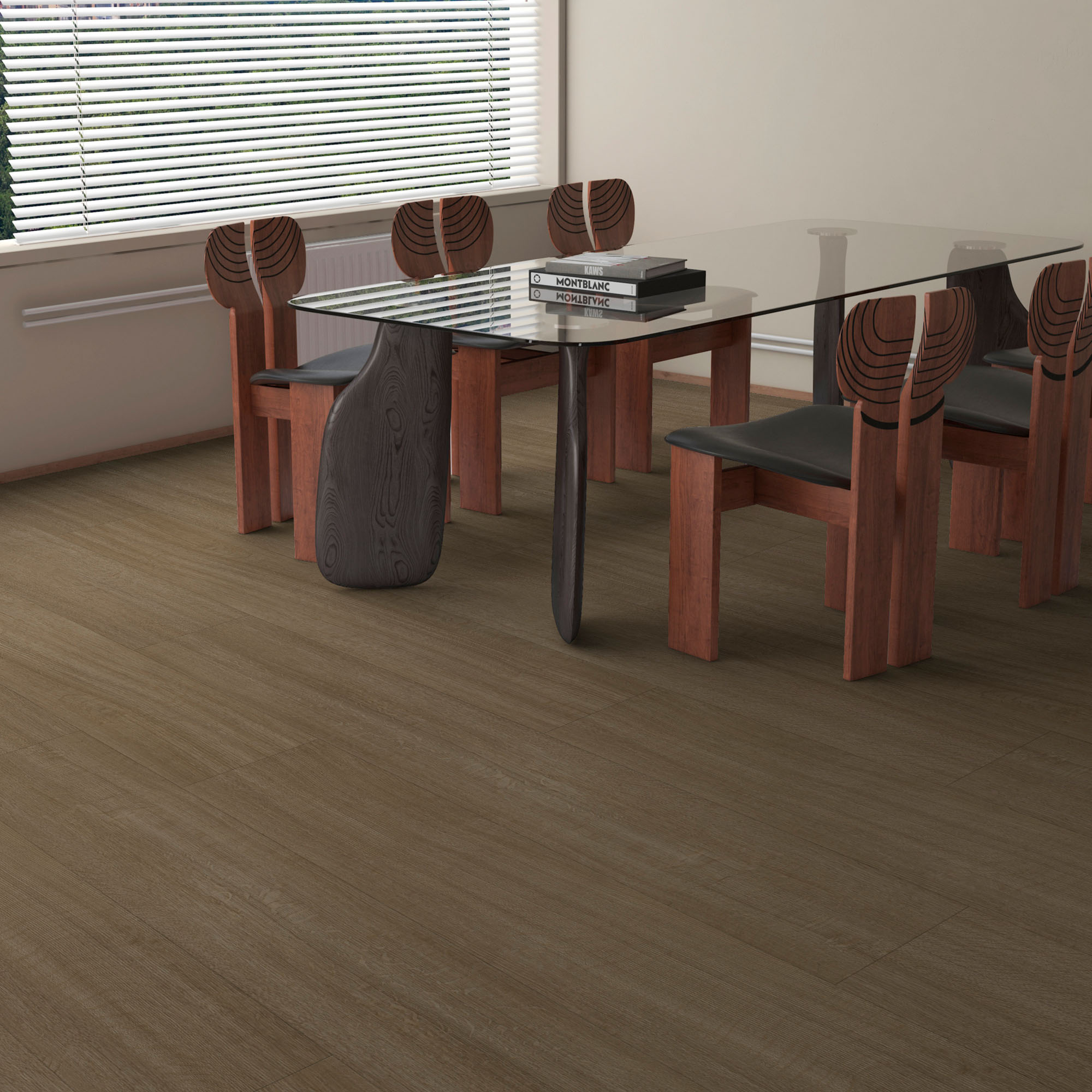 Pavimento vinílico Olive Beach Oak numa sala