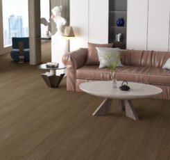 Pavimento vinílico Olive Beach Oak numa sala