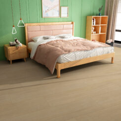 Pavimento vinílico Sahara Beach Oak num quarto