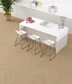 Pavimento vinílico Sahara Beach Oak numa cozinha
