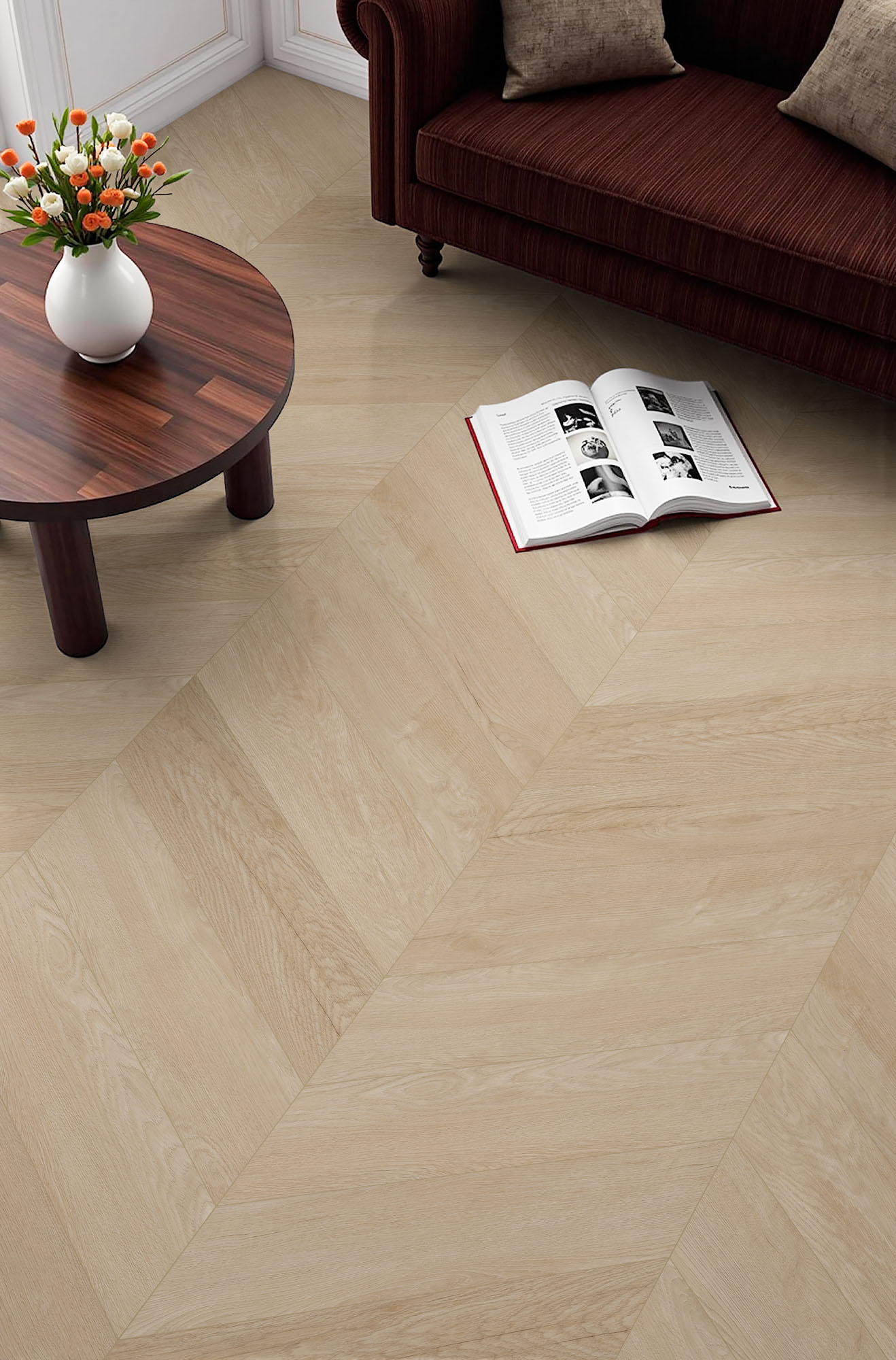 Pavimento vinílico Vanilla Power Oak numa sala