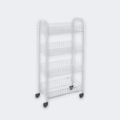 Carrinho multiusos com 4 cestos, branco, 41 x 23 x 84 cm