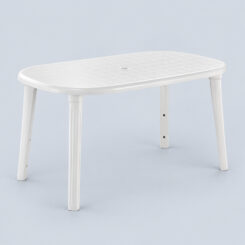 Mesa oval cancun, branca, para uso externo, 140 x 80 x 73 cm