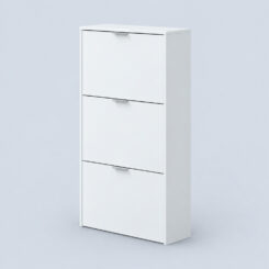 Móveis de sapateira, 3 portas dobráveis, branco brilhante