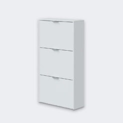 Móveis de sapateira, 3 portas dobráveis, branco brilhante