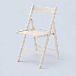 Cadeira dobrável de madeira branca crua 79x42,5x47,5cm