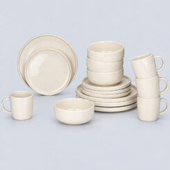 Louça de cerâmica creme de 16 peças